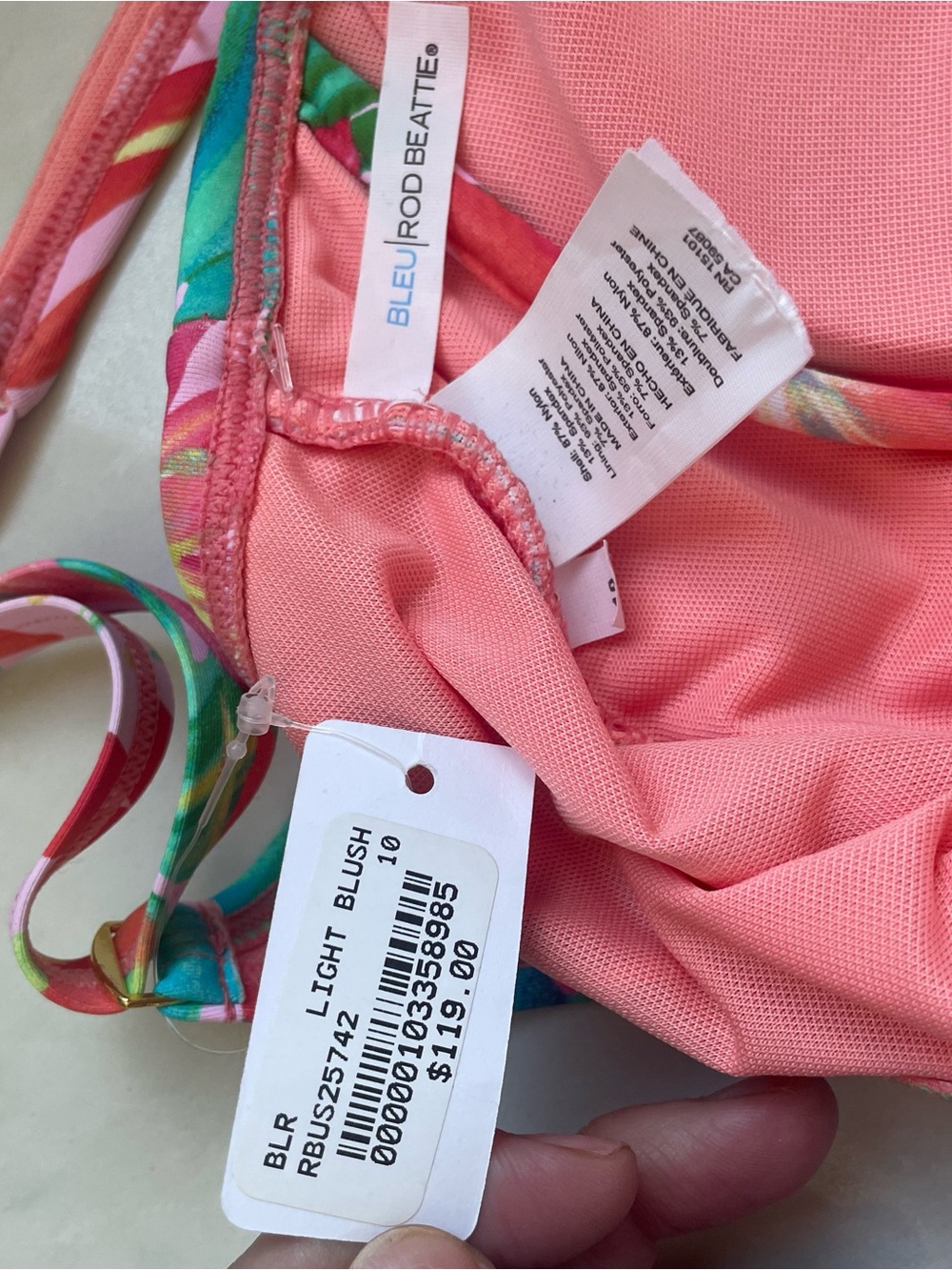 Tropical Pink Floral One-Piece Swimsuit with Ruching - Sz 10 - Picture 9 of 9